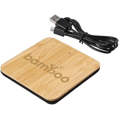 Image of Leaf bamboo and fabric wireless charging pad