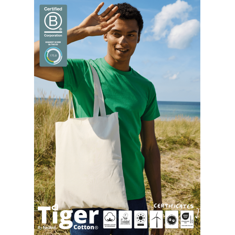 Image of Neutral Tiger Cotton Organic in Conversion Shopping Bag, Long Handles